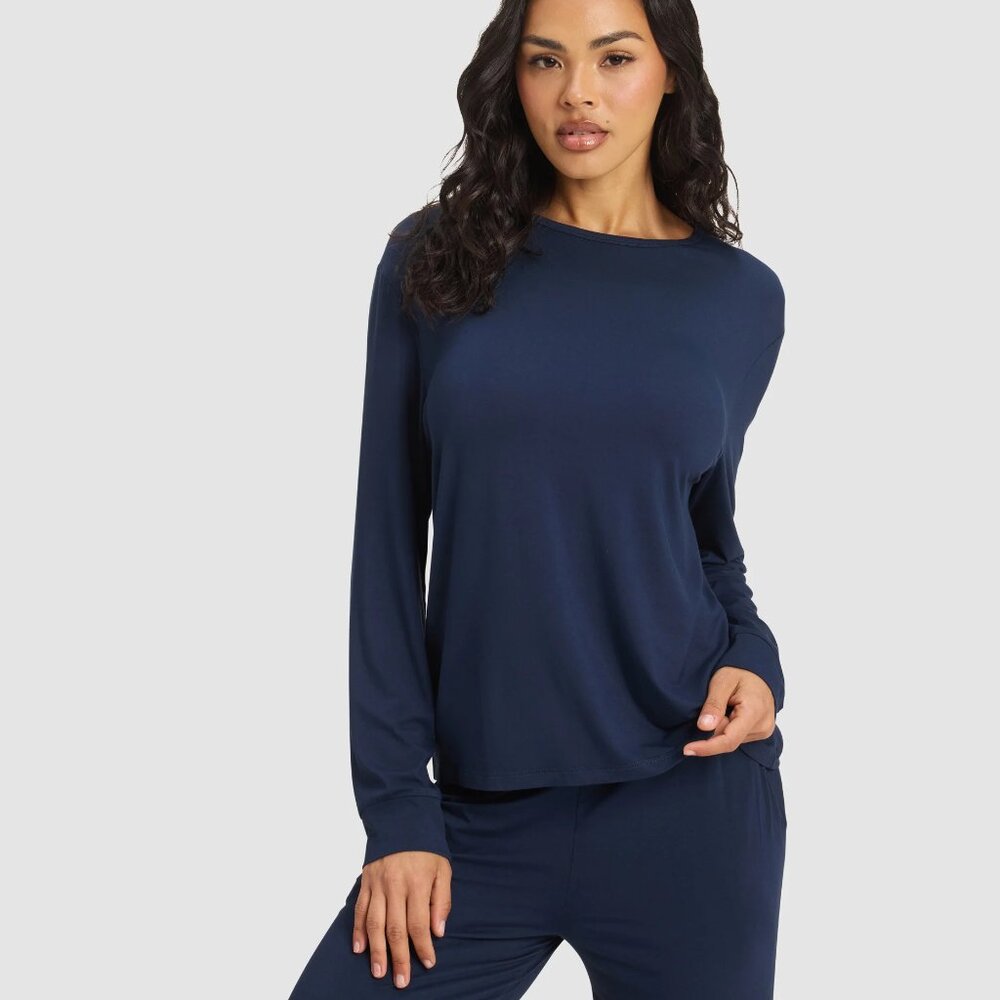NWT Cozy Earth Bamboo Rib Knit Long Lounge Set Size XL in Navy